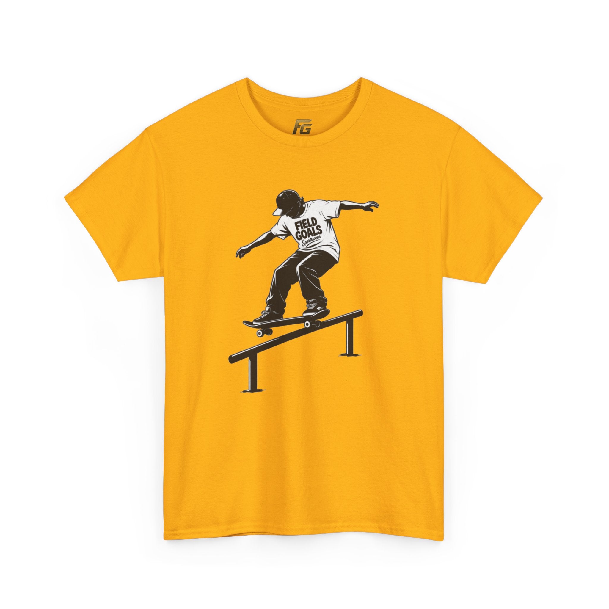 Field Goals Sportswear Skateboard Rail Grind Tee — Black Skate Silhouette Shirt