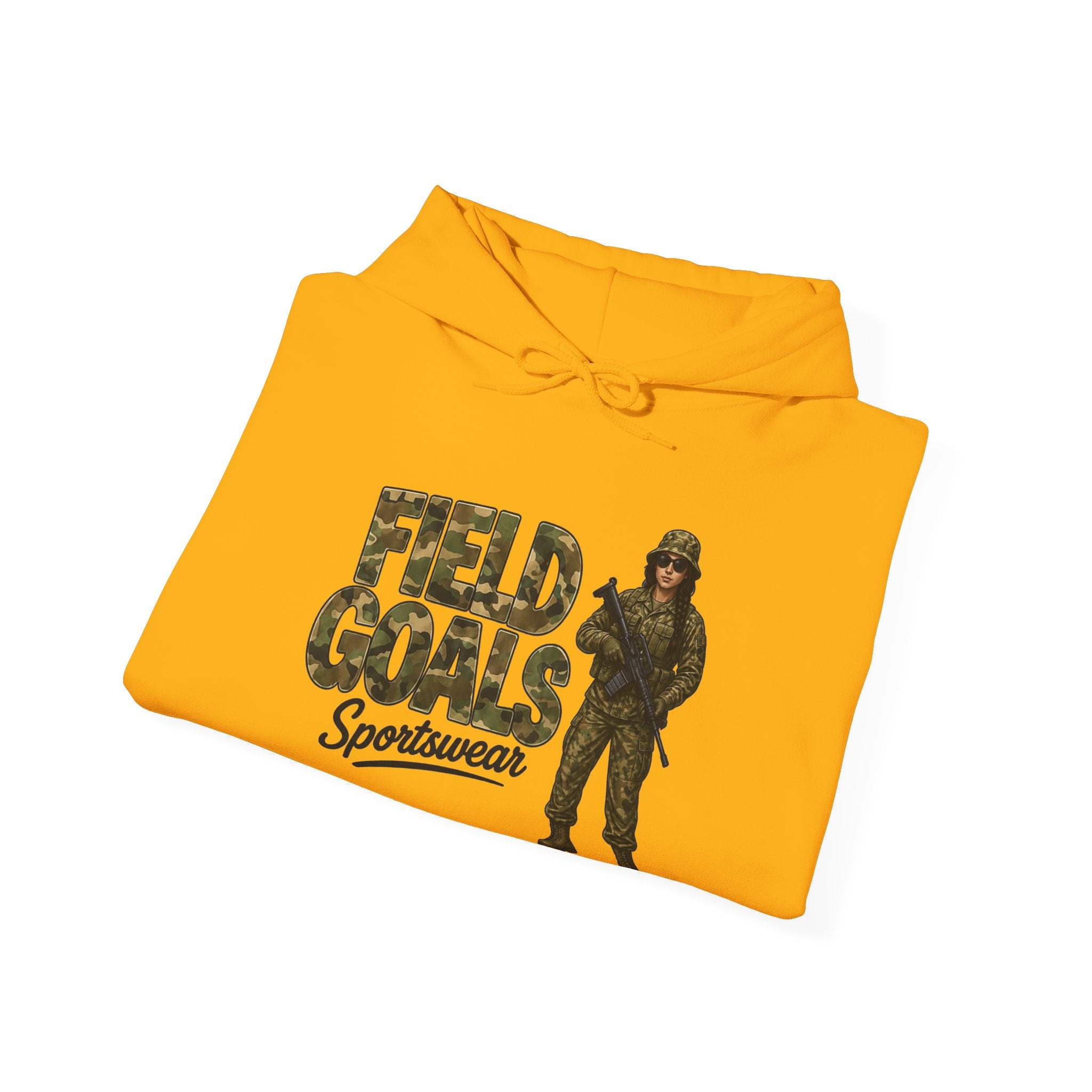 Field Goals Sportswear Hoodie — Military Camo Graphic Hooded Sweatshirt