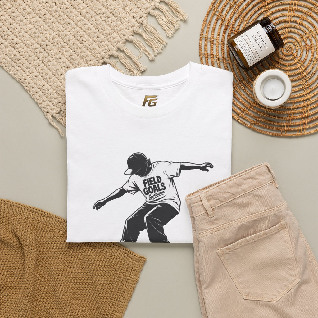 Field Goals Sportswear Skateboard Rail Grind Tee — Black Skate Silhouette Shirt