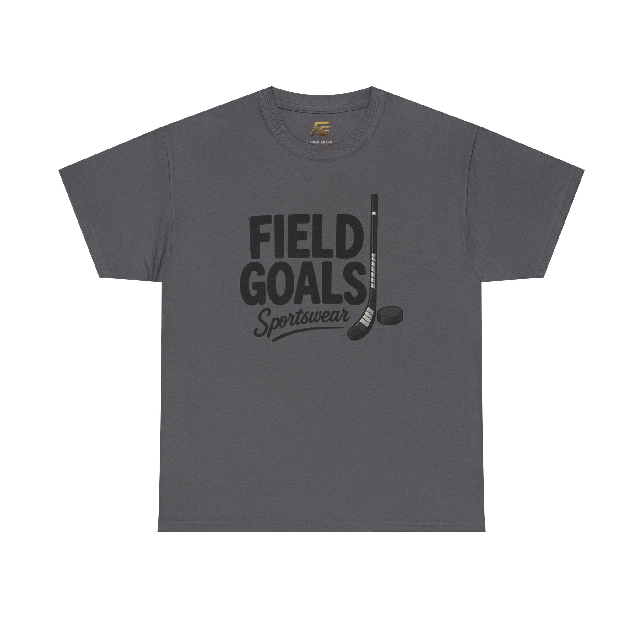 Field Goals Sportswear T-Shirt — Hockey Stick & Puck Graphic Tee
