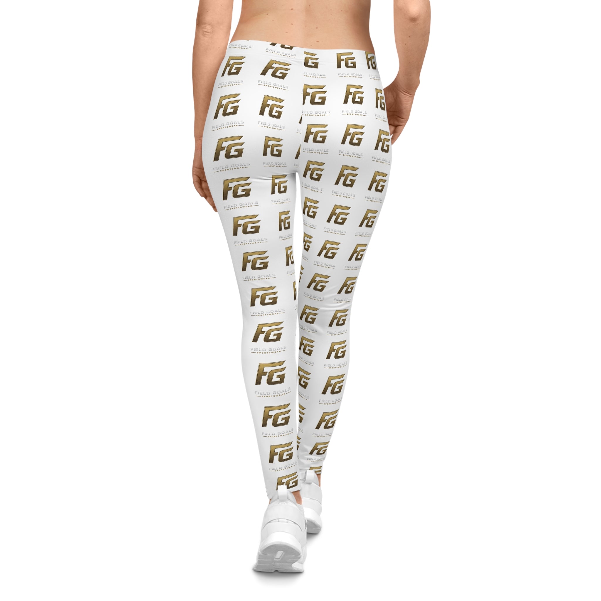 FG Logo All-Over Print White Women's Casual Leggings