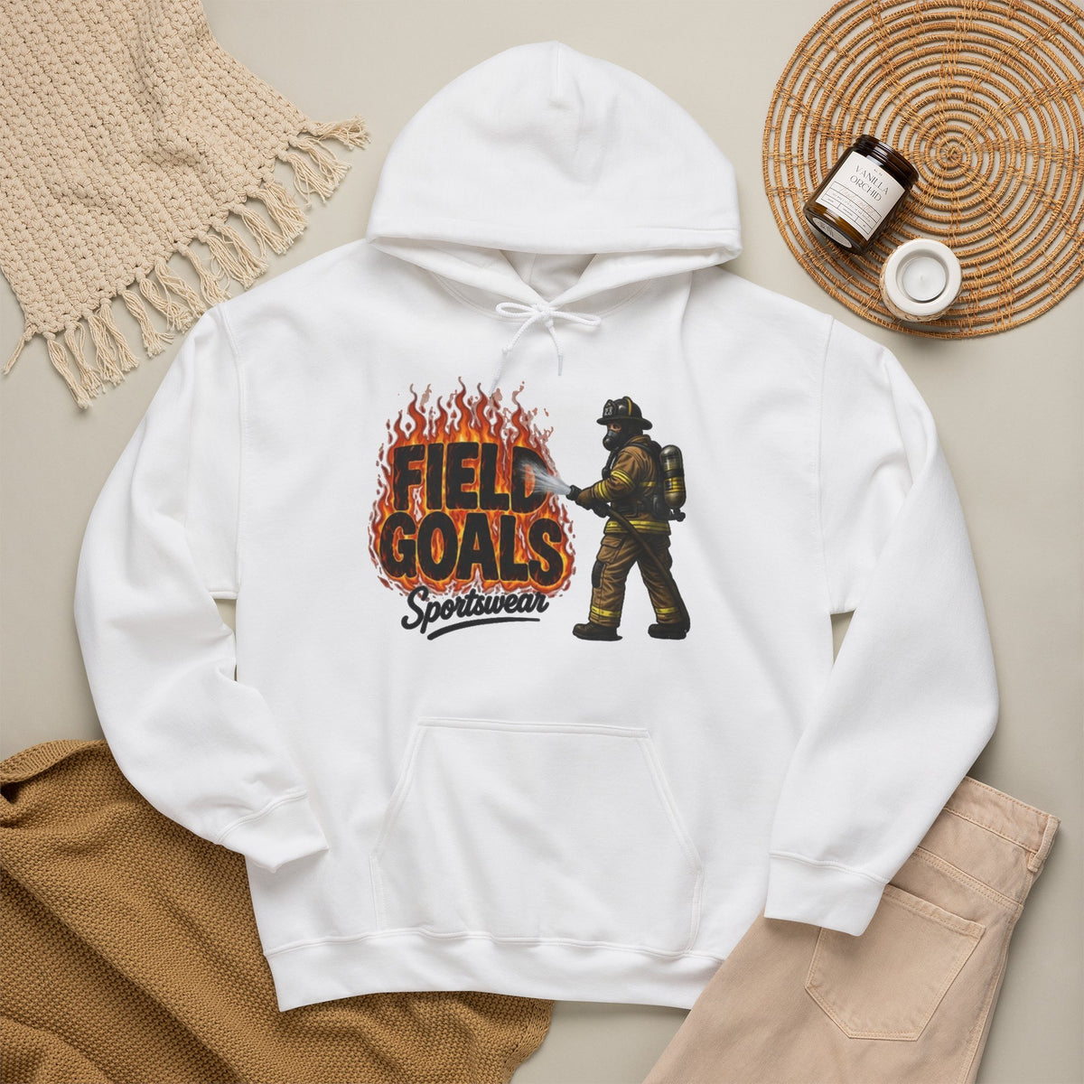 Field Goals Firefighter Hoodie — 'Field Goals Sportswear' Graphic Pullover