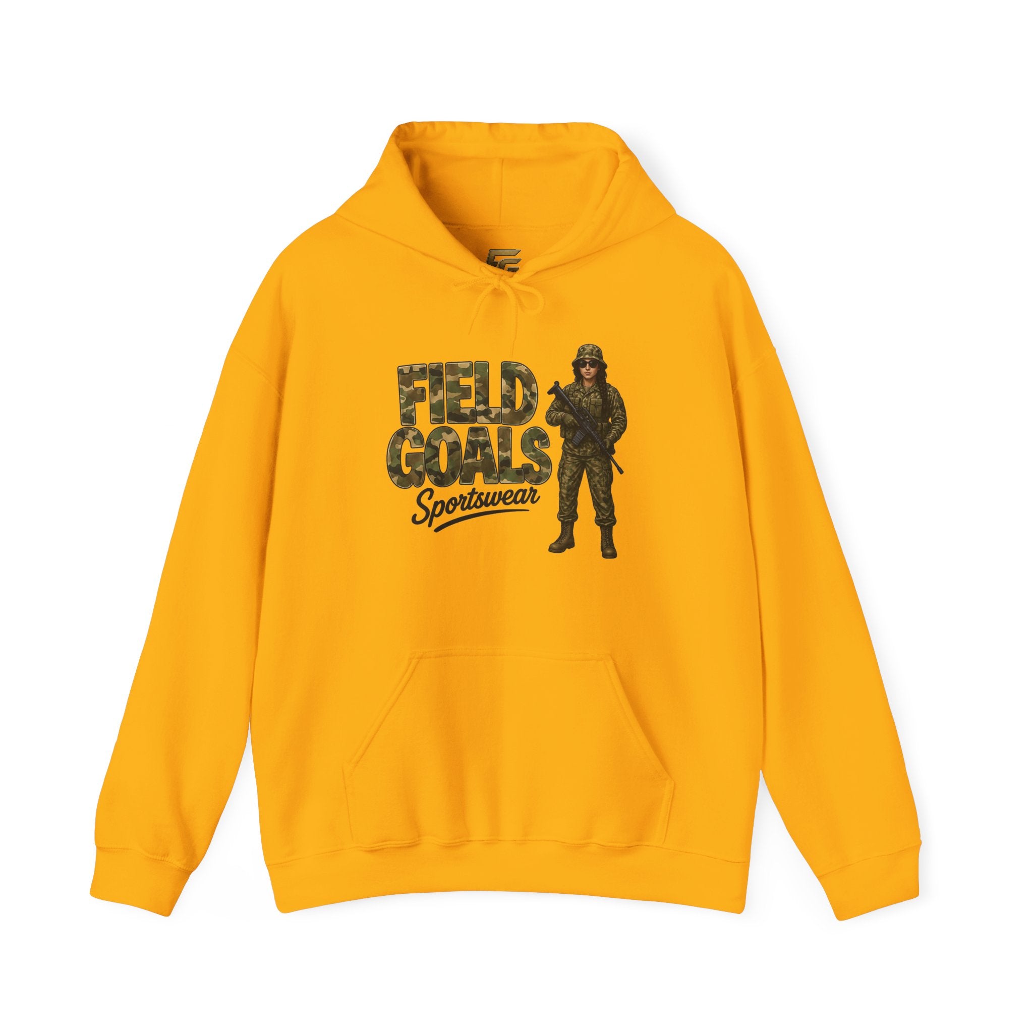 Field Goals Sportswear Hoodie — Military Camo Graphic Hooded Sweatshirt