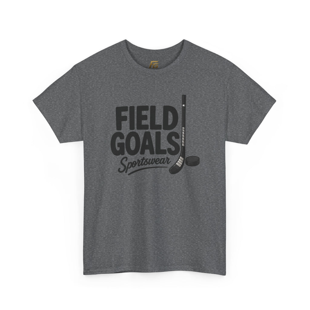Field Goals Sportswear T-Shirt — Hockey Stick & Puck Graphic Tee