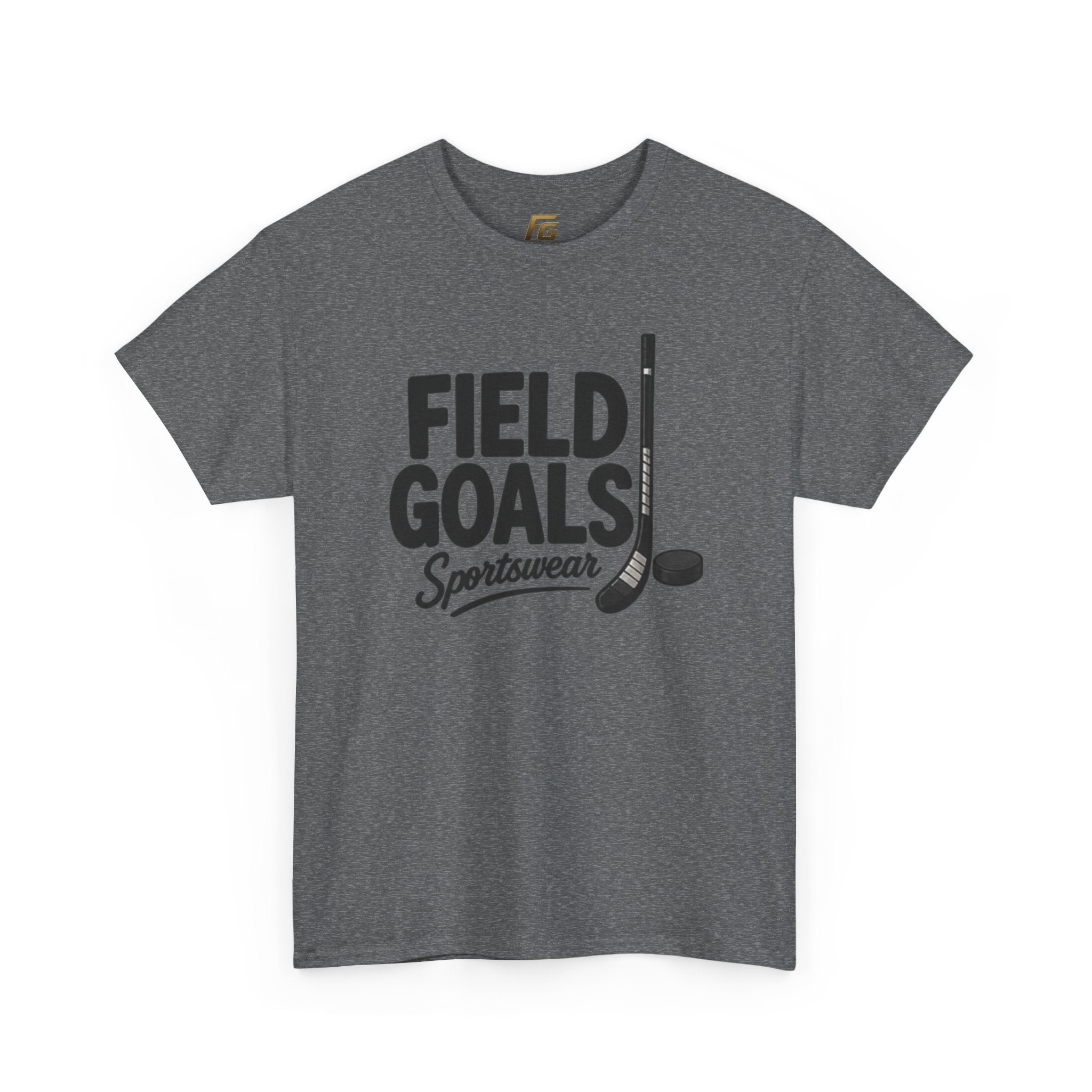 Field Goals Sportswear T-Shirt — Hockey Stick & Puck Graphic Tee