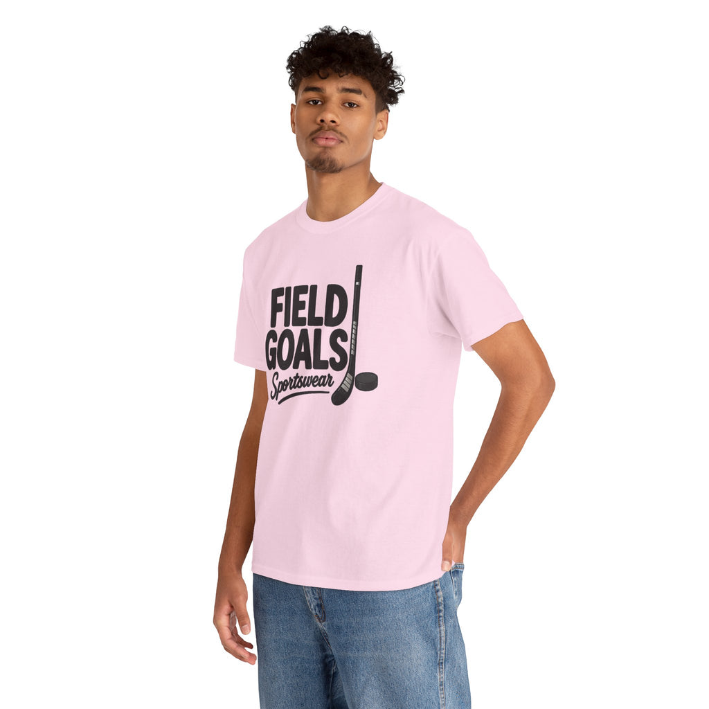 Field Goals Sportswear T-Shirt — Hockey Stick & Puck Graphic Tee