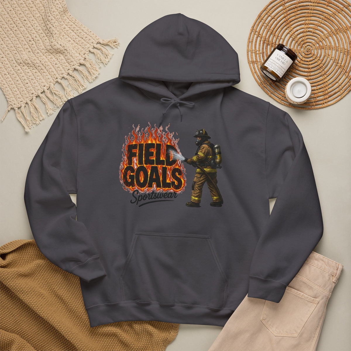 Field Goals Firefighter Hoodie — 'Field Goals Sportswear' Graphic Pullover