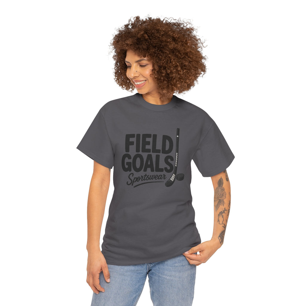 Field Goals Sportswear T-Shirt — Hockey Stick & Puck Graphic Tee