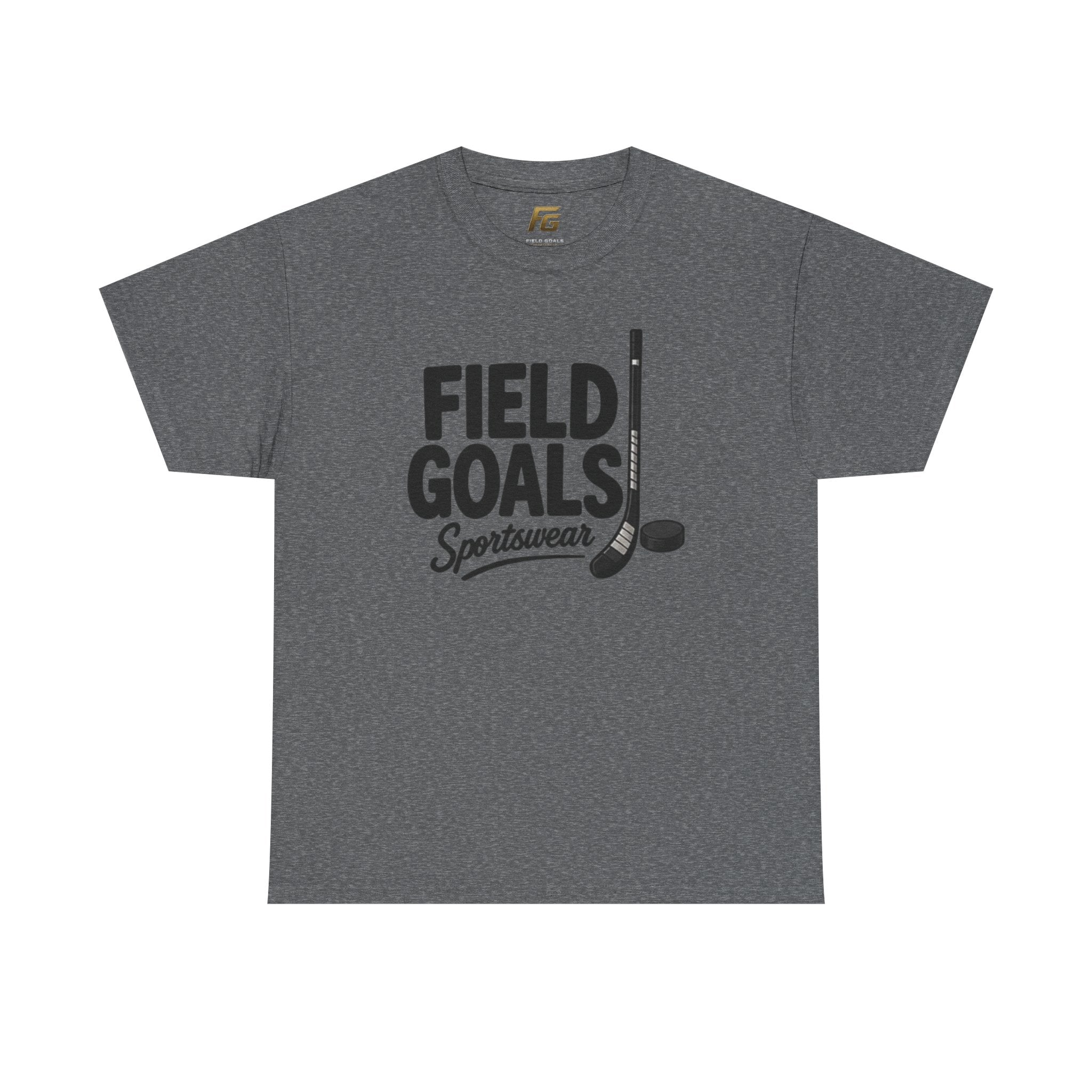 Field Goals Sportswear T-Shirt — Hockey Stick & Puck Graphic Tee