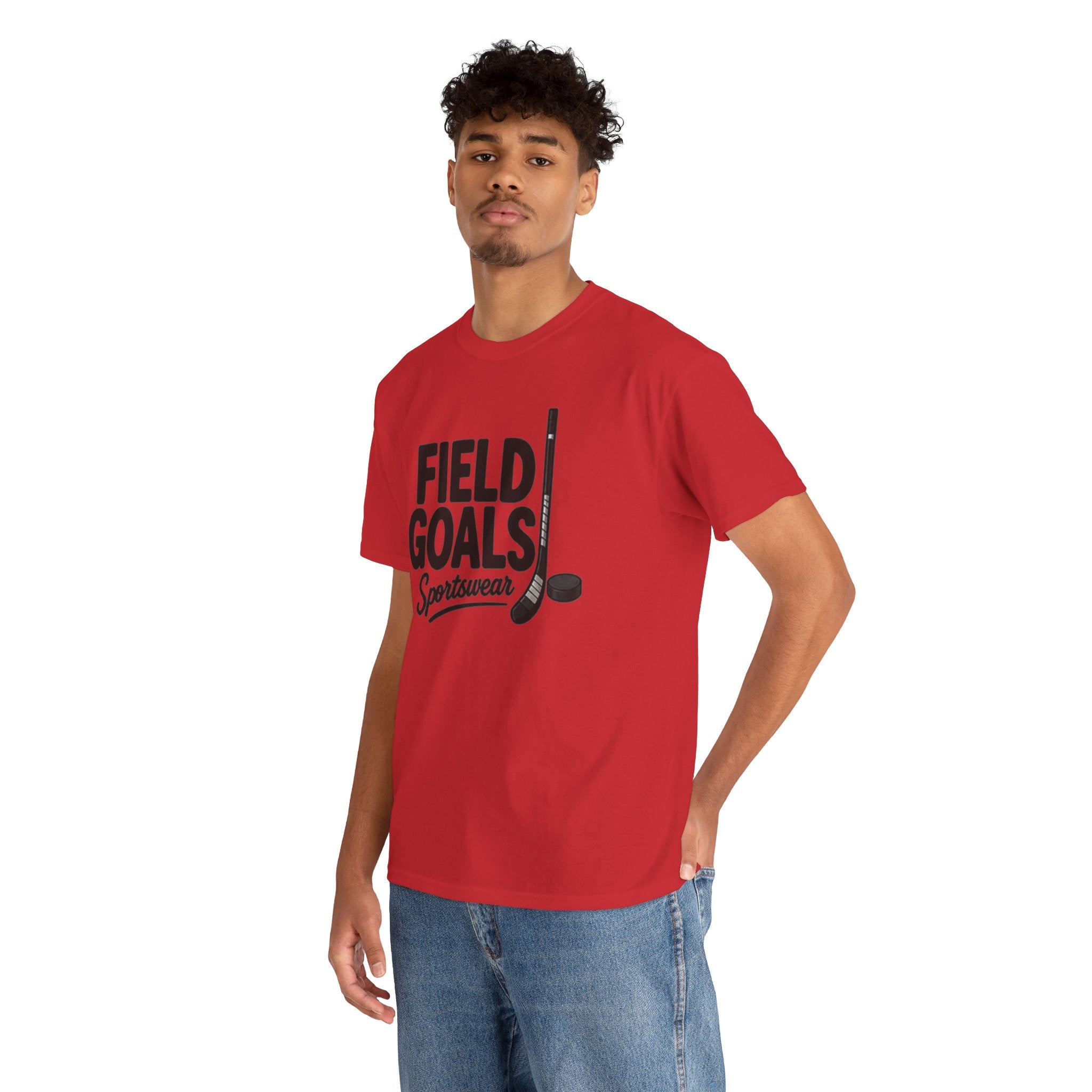 Field Goals Sportswear T-Shirt — Hockey Stick & Puck Graphic Tee