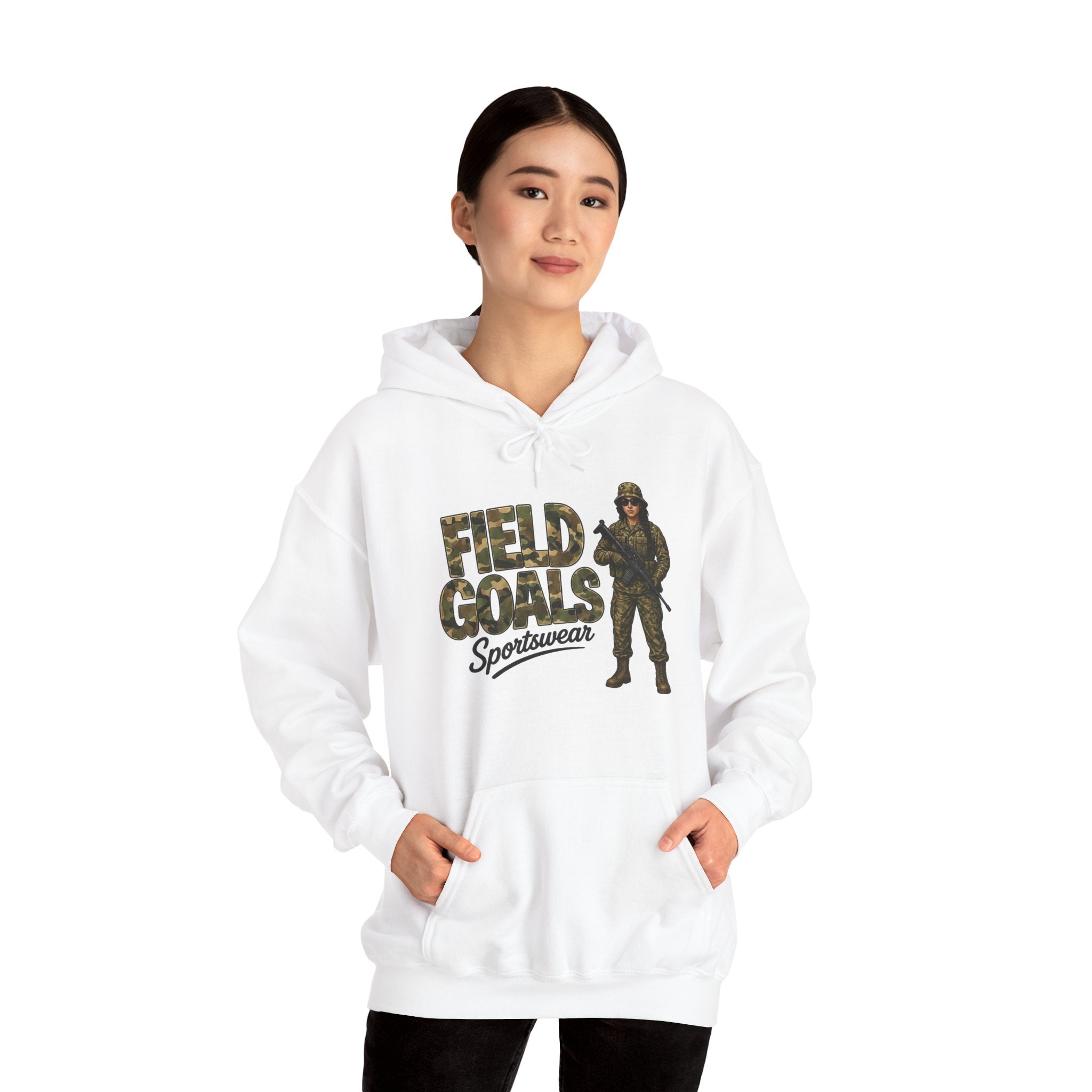 Field Goals Sportswear Hoodie — Military Camo Graphic Hooded Sweatshirt