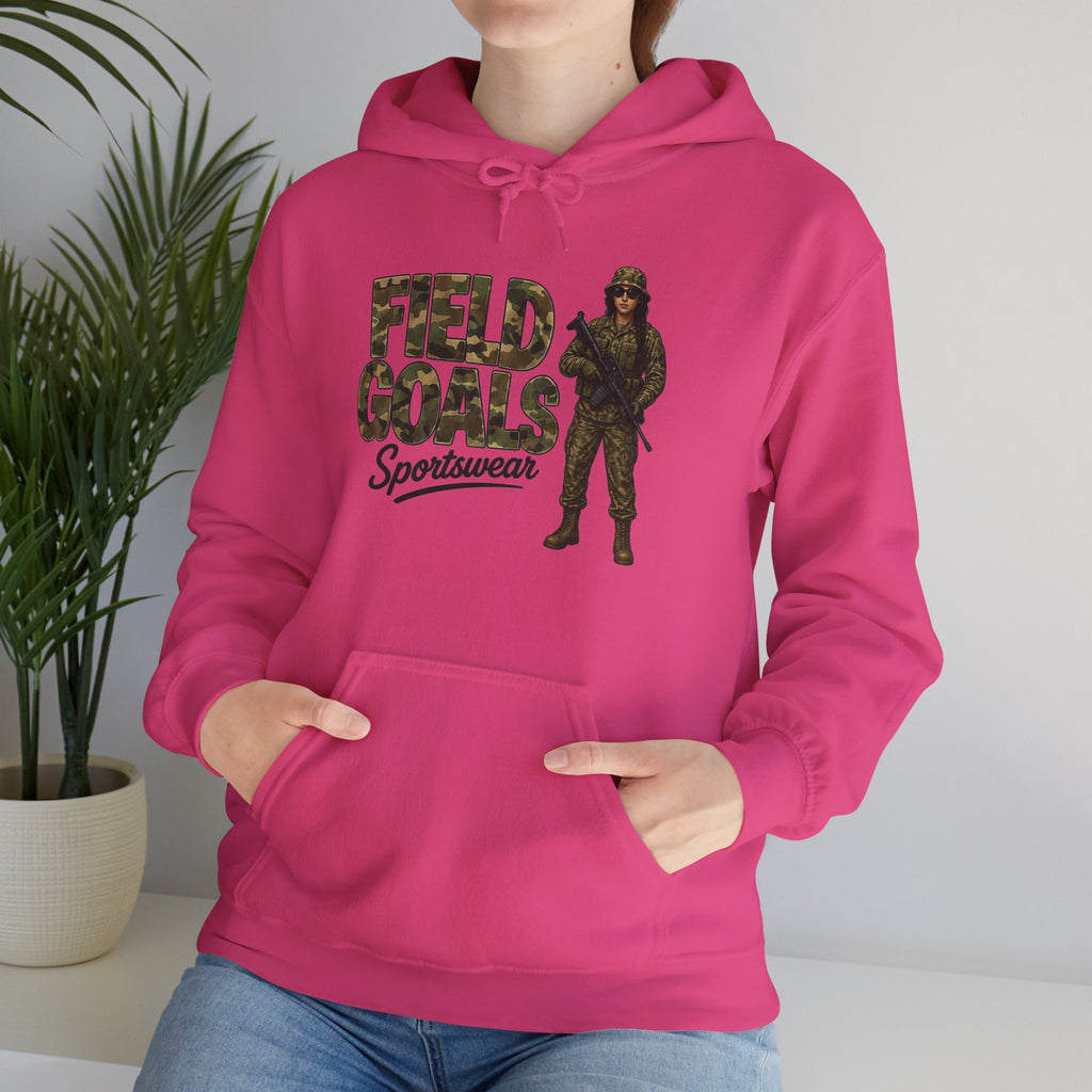 Field Goals Sportswear Hoodie — Military Camo Graphic Hooded Sweatshirt