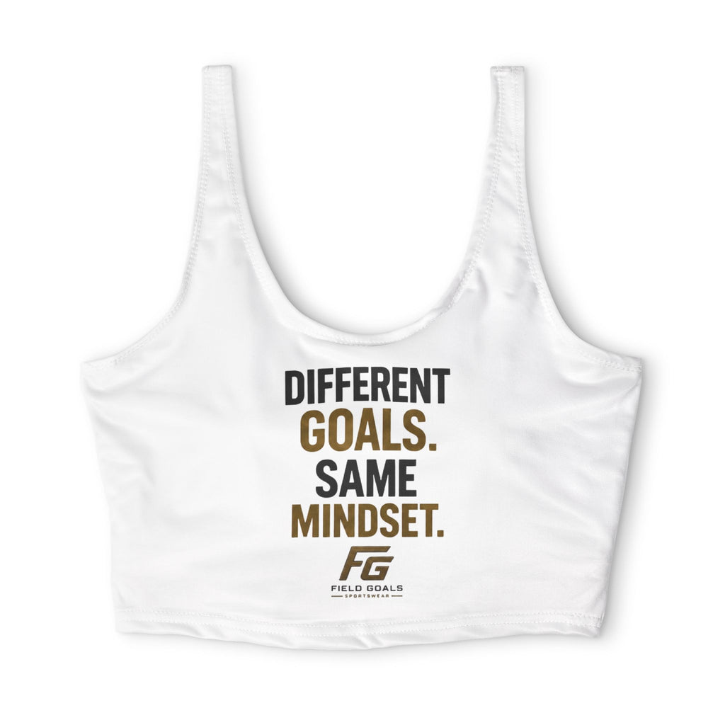Field Goals Sports Bra — "Different Goals. Same Mindset." Crop Top