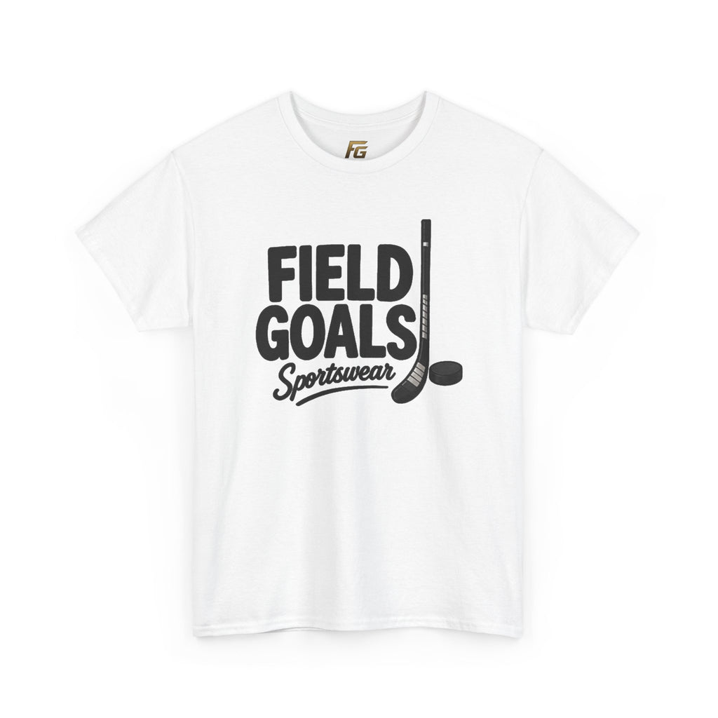 Field Goals Sportswear T-Shirt — Hockey Stick & Puck Graphic Tee