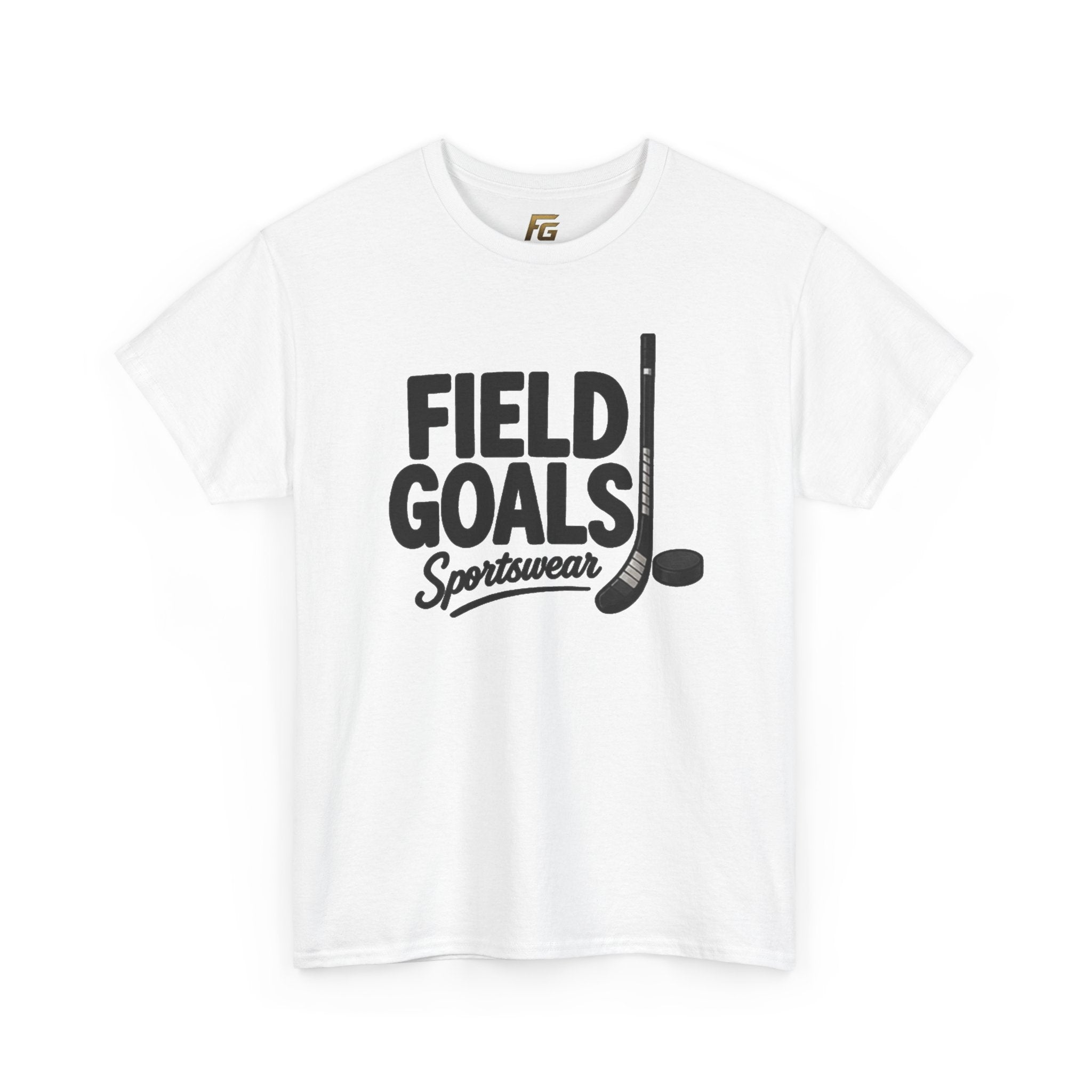 Field Goals Sportswear T-Shirt — Hockey Stick & Puck Graphic Tee