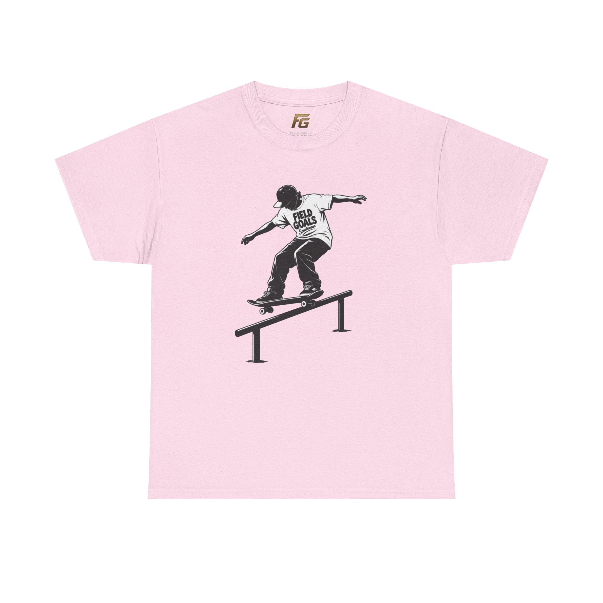 Field Goals Sportswear Skateboard Rail Grind Tee — Black Skate Silhouette Shirt