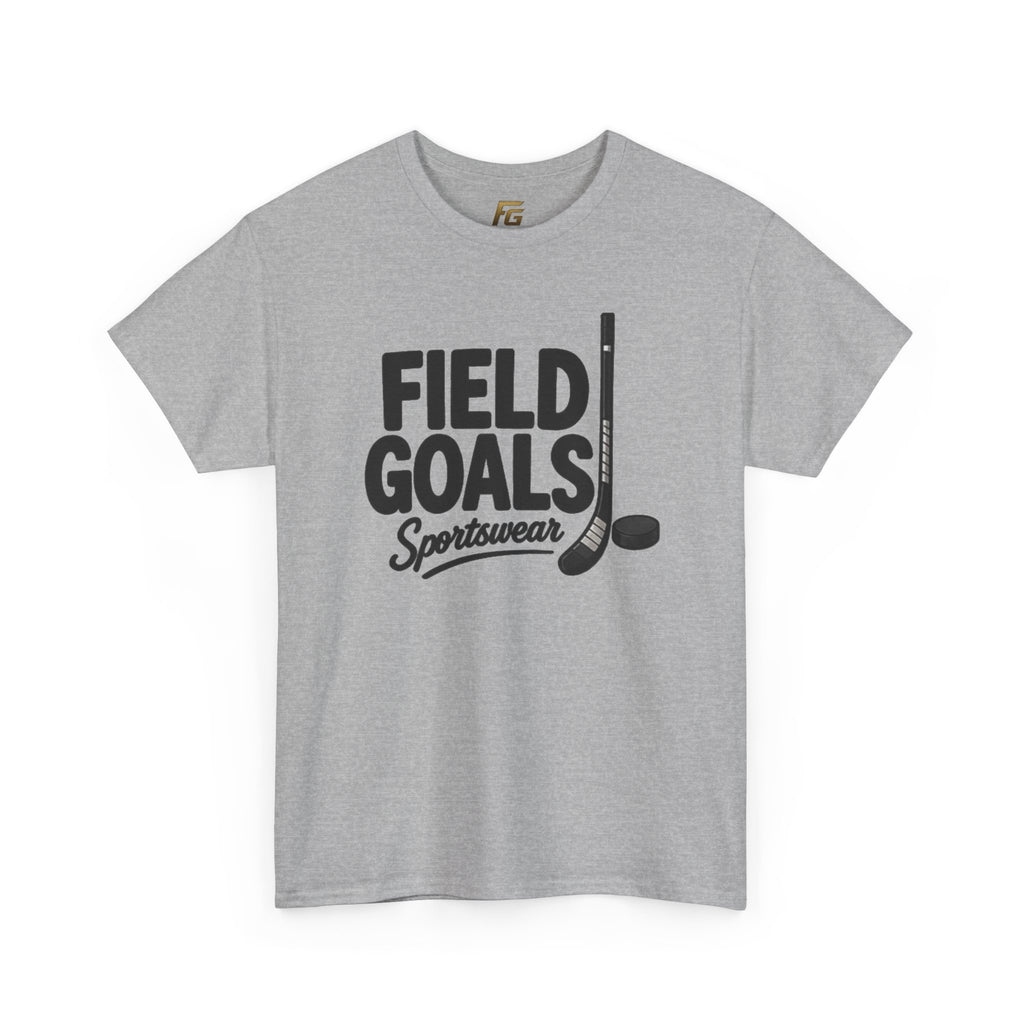 Field Goals Sportswear T-Shirt — Hockey Stick & Puck Graphic Tee