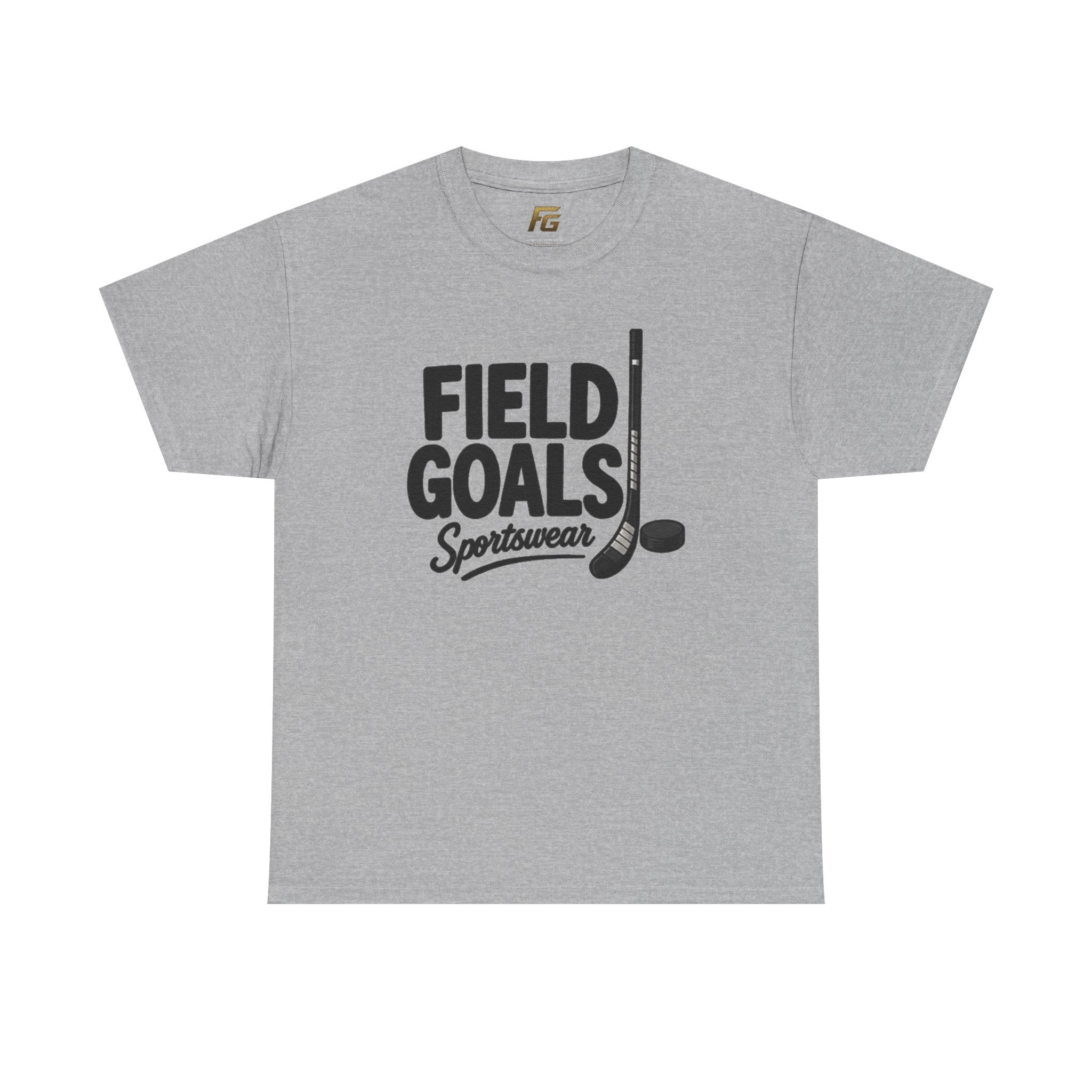Field Goals Sportswear T-Shirt — Hockey Stick & Puck Graphic Tee