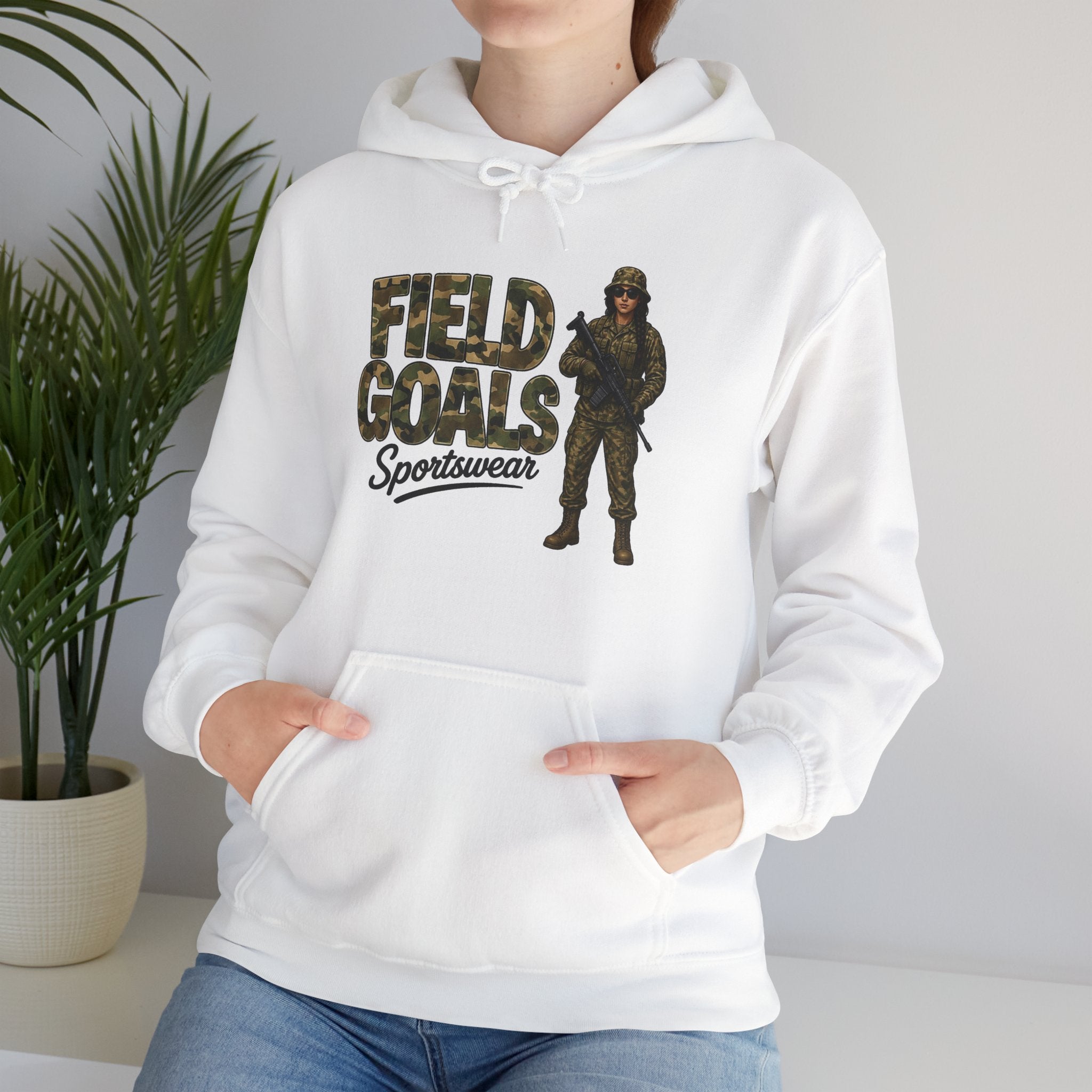 Field Goals Sportswear Hoodie — Military Camo Graphic Hooded Sweatshirt