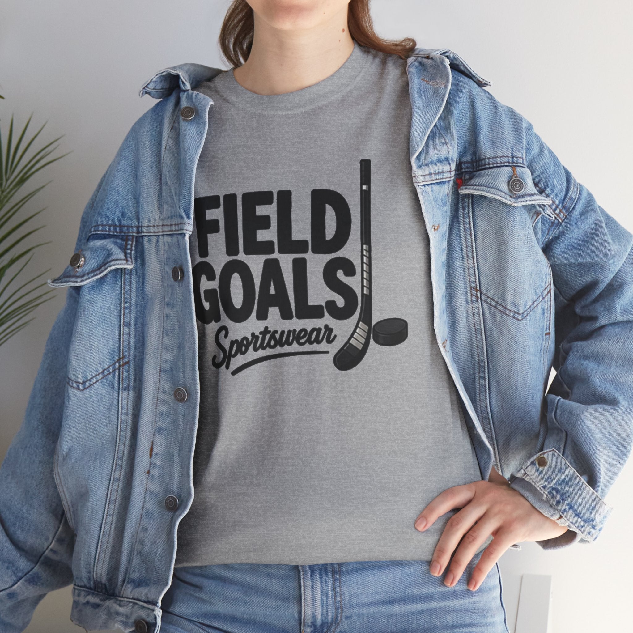 Field Goals Sportswear T-Shirt — Hockey Stick & Puck Graphic Tee