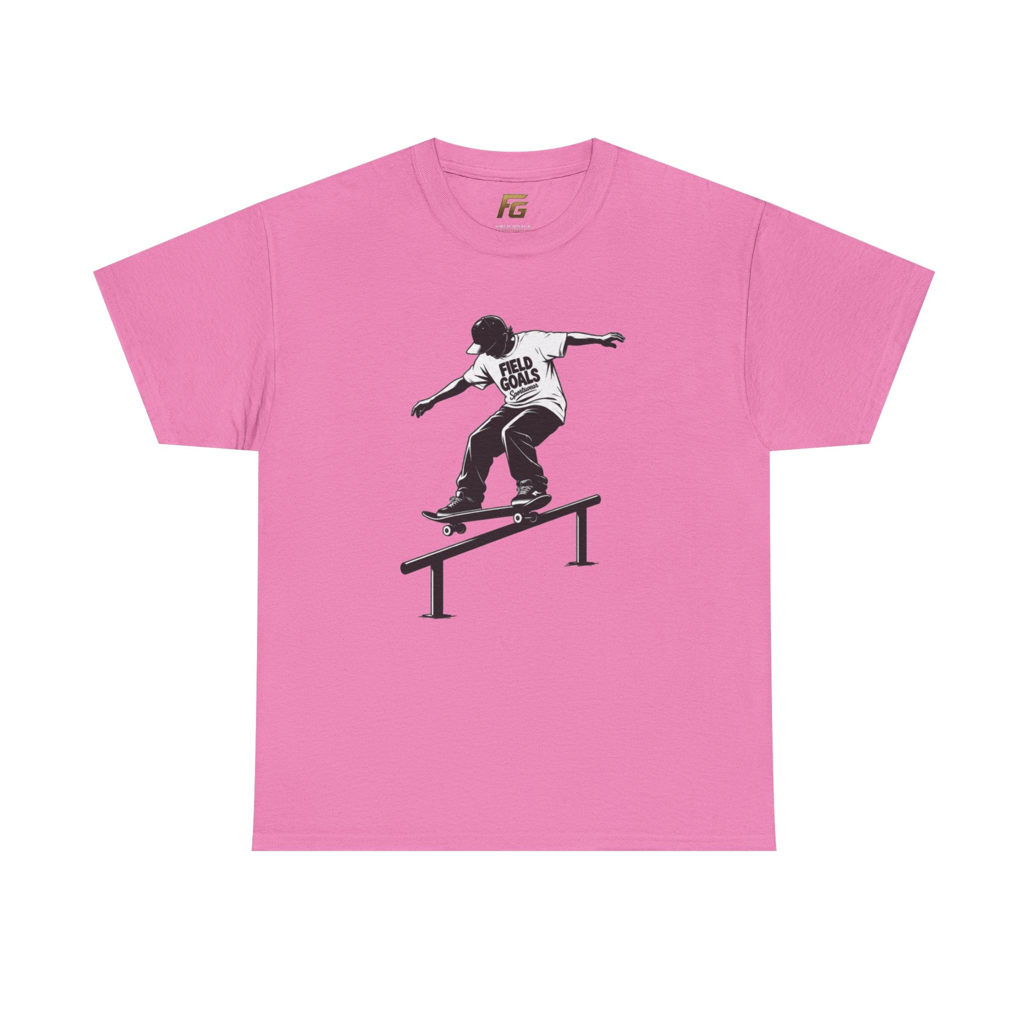 Field Goals Sportswear Skateboard Rail Grind Tee — Black Skate Silhouette Shirt