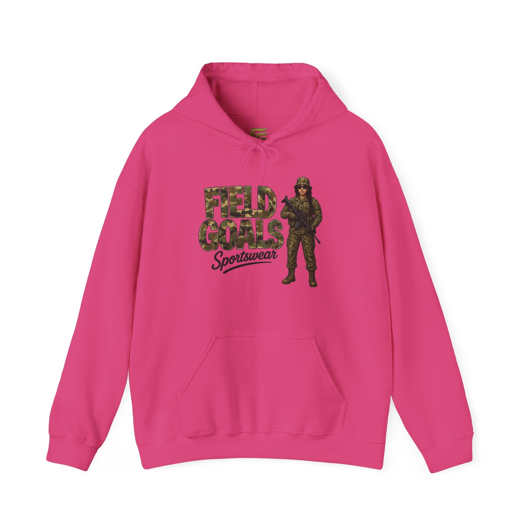 Field Goals Sportswear Hoodie — Military Camo Graphic Hooded Sweatshirt