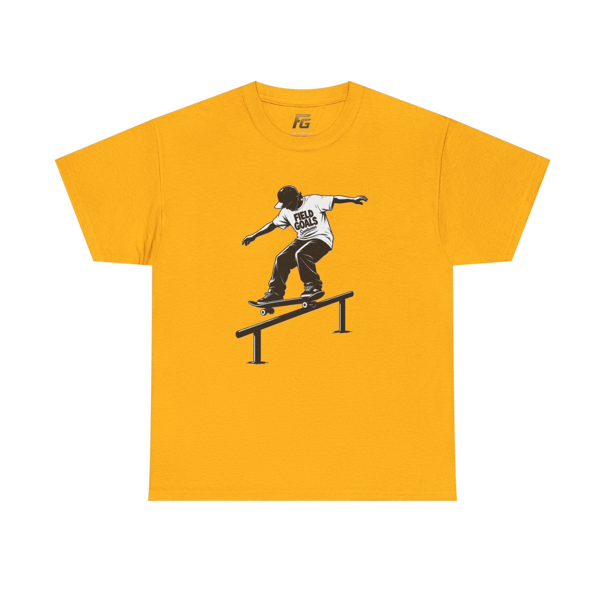 Field Goals Sportswear Skateboard Rail Grind Tee — Black Skate Silhouette Shirt