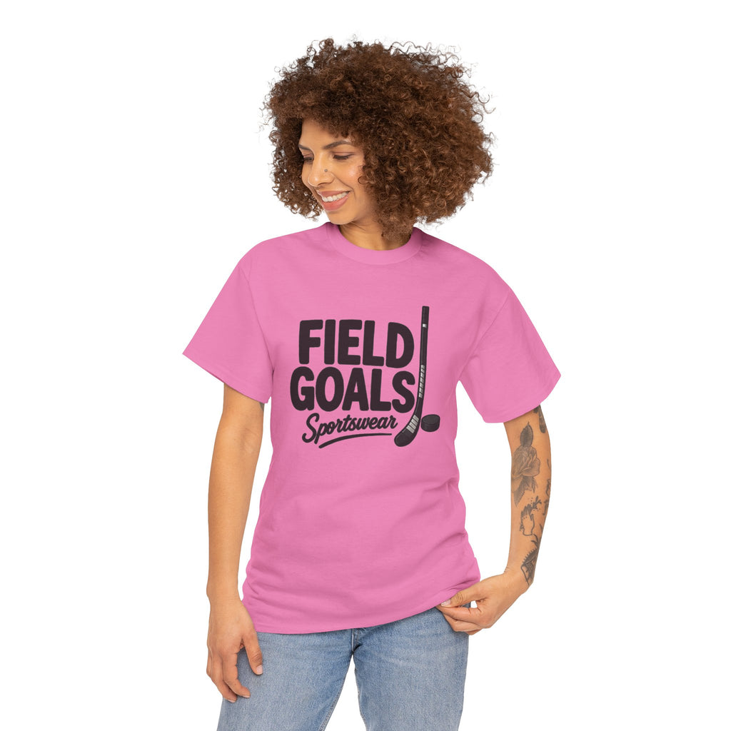 Field Goals Sportswear T-Shirt — Hockey Stick & Puck Graphic Tee