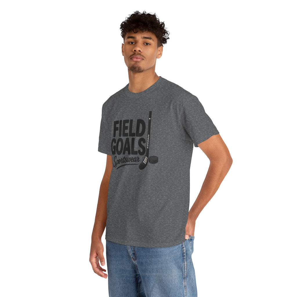 Field Goals Sportswear T-Shirt — Hockey Stick & Puck Graphic Tee
